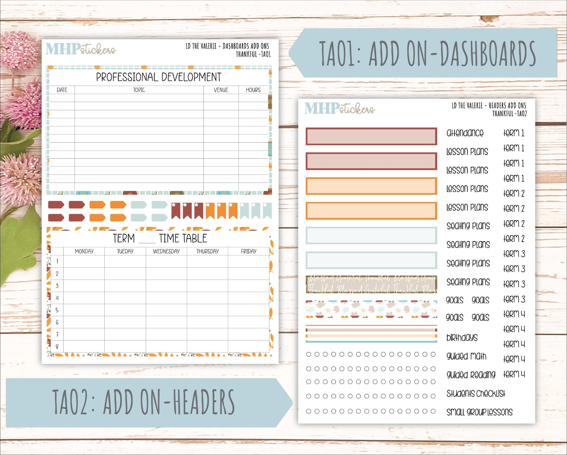 NOVEMBER Stickers for The Valerie Laurel Denise Planner (Formerly Teacher Planner) "Thankful" || TC