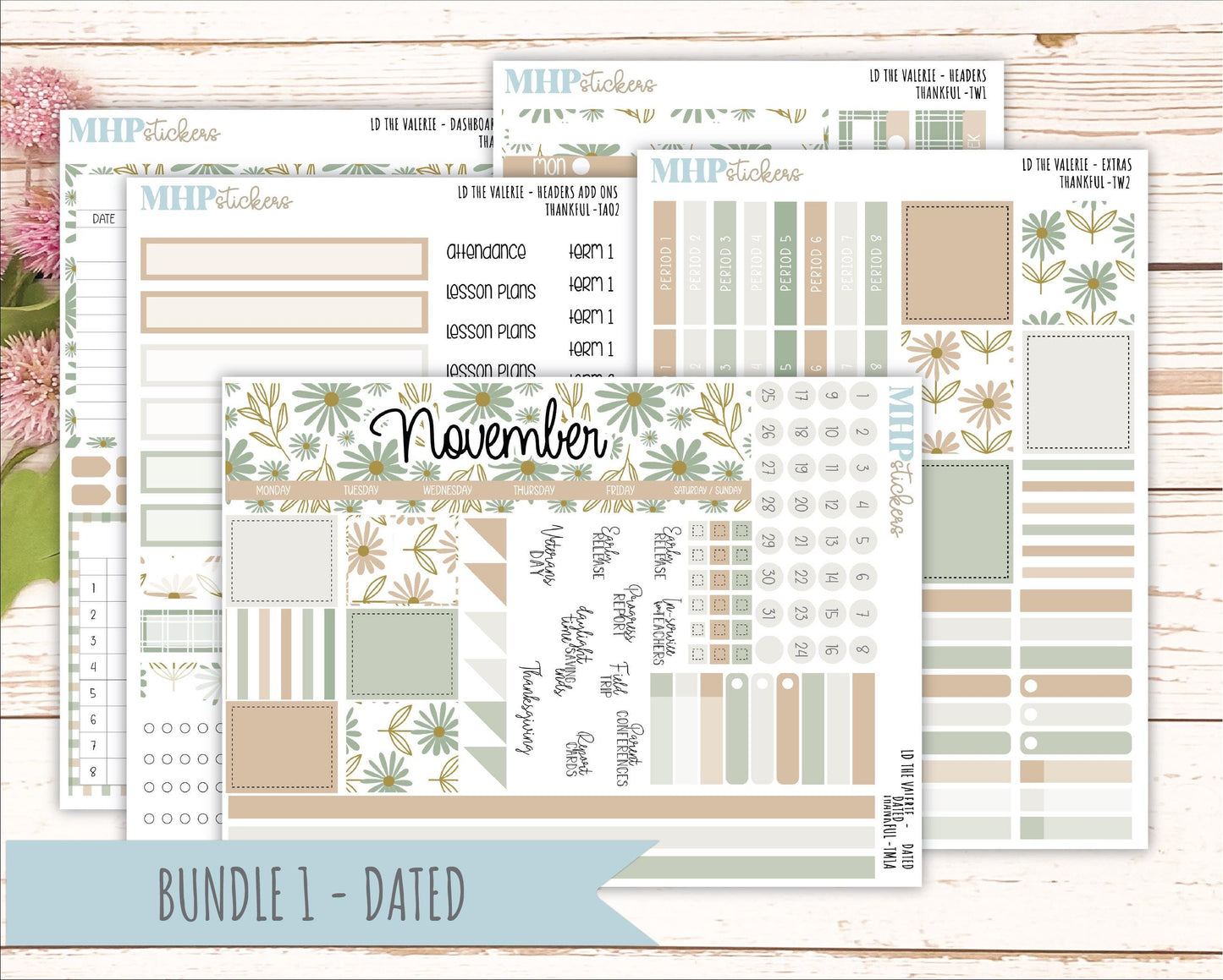 NOVEMBER Stickers for The Valerie Laurel Denise Planner (Formerly Teacher Planner) "Wild Boho" || TC
