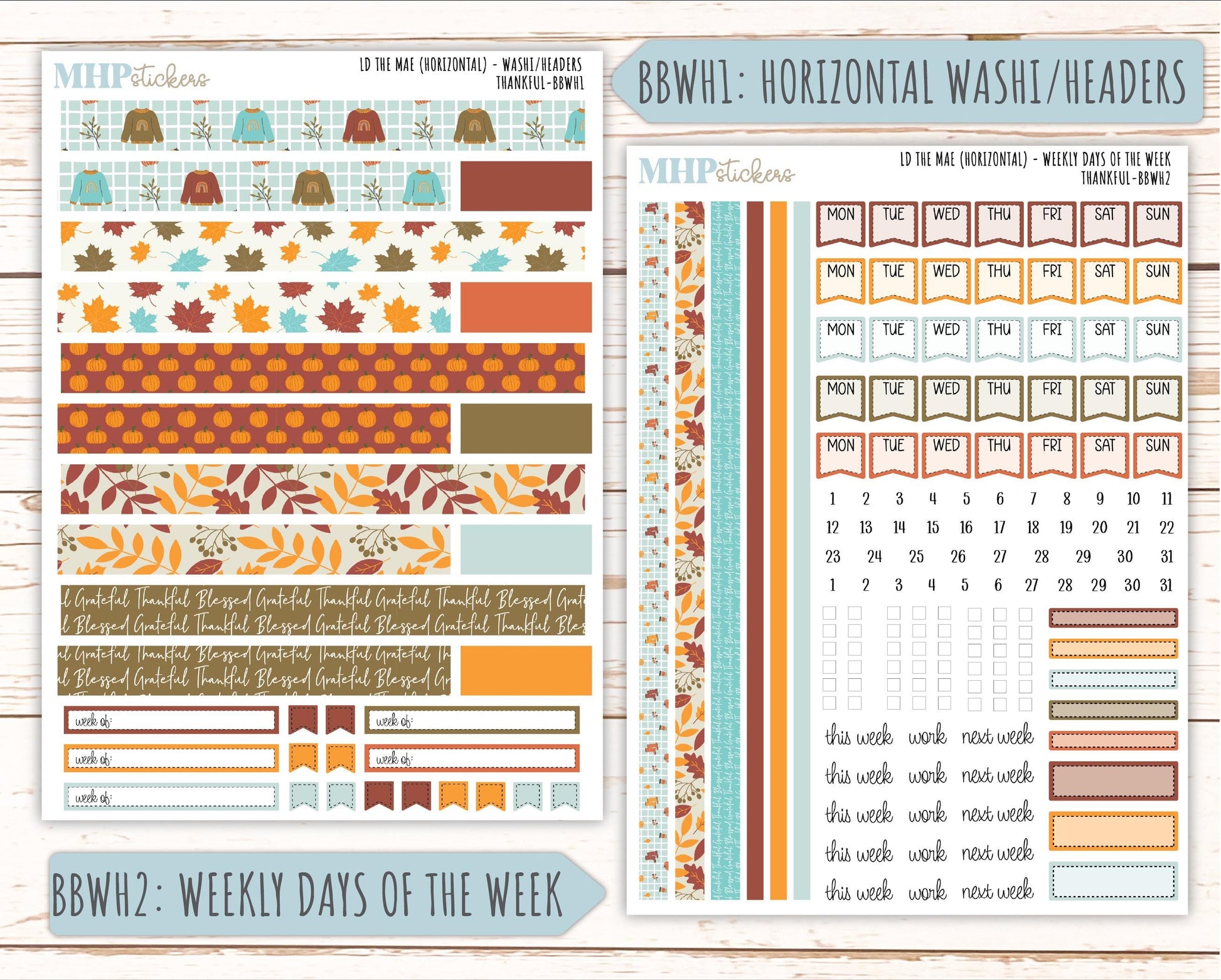 NOVEMBER 2025 Stickers for The Mae & The Kristy Laurel Denise Planners ( Formerly Book Bound Planner) "Thankful" || BB