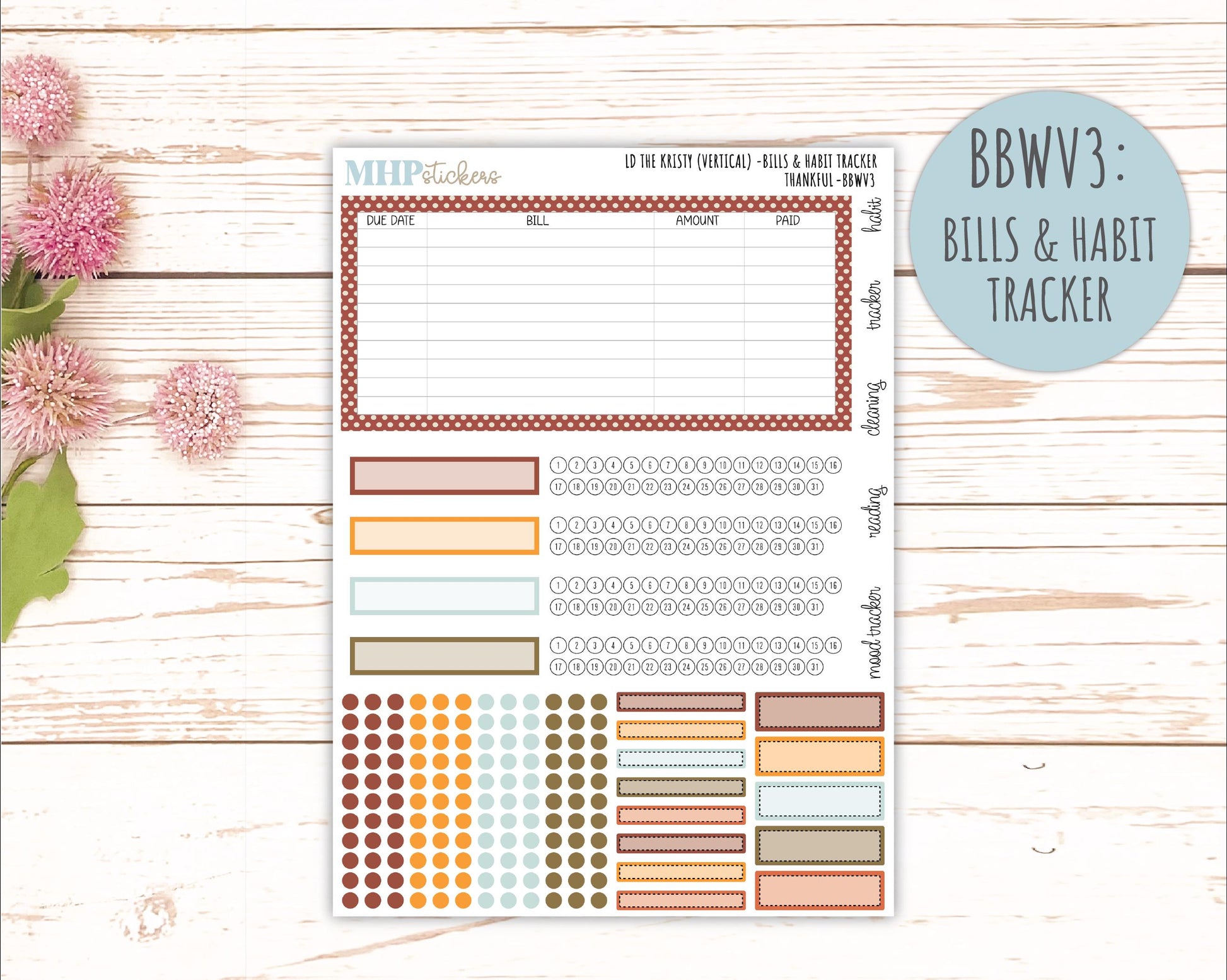 NOVEMBER 2025 Stickers for The Mae & The Kristy Laurel Denise Planners ( Formerly Book Bound Planner) "Thankful" || BB