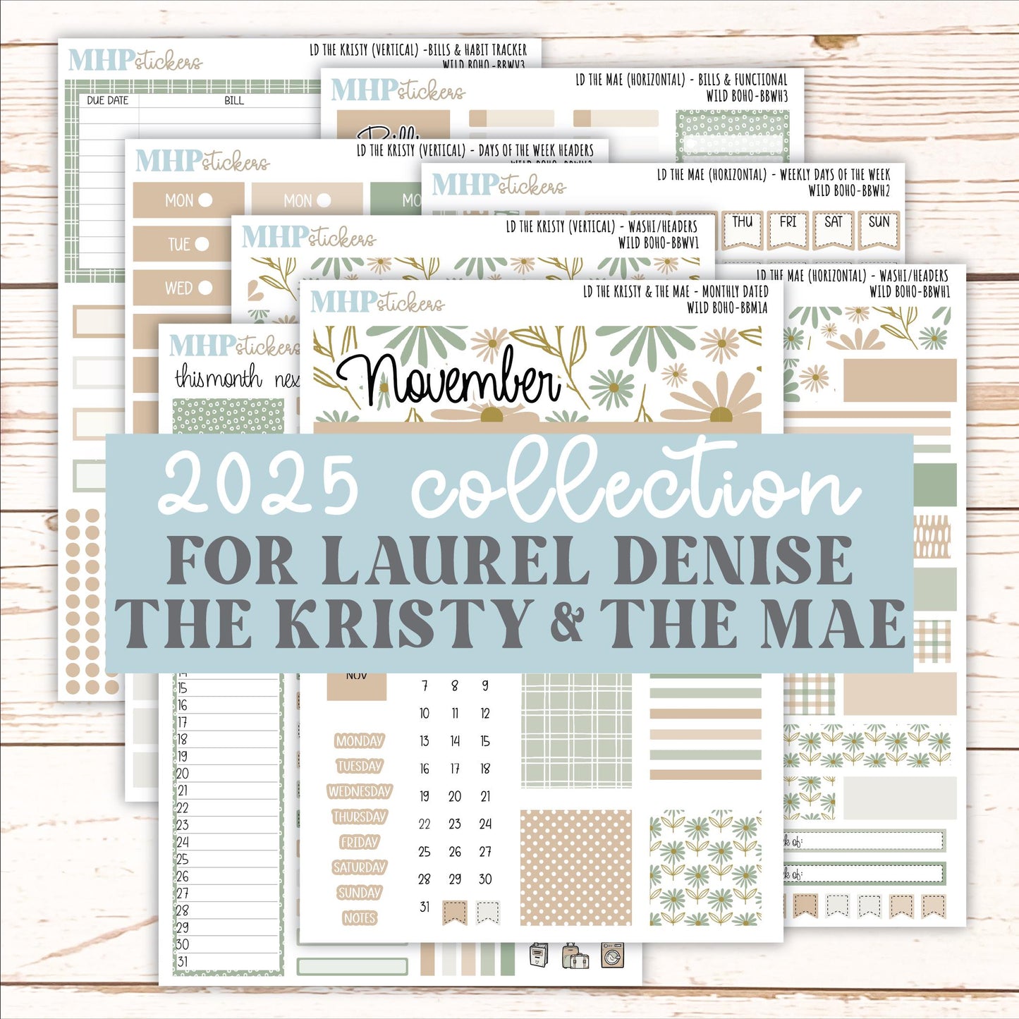 NOVEMBER 2025 Stickers for The Mae & The Kristy Laurel Denise Planners (Formerly Book Bound Planner) "Wild Boho" || BB