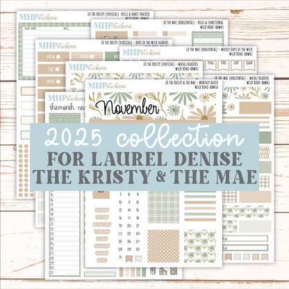 NOVEMBER 2025 Stickers for The Mae & The Kristy Laurel Denise Planners (Formerly Book Bound Planner) "Wild Boho" || BB