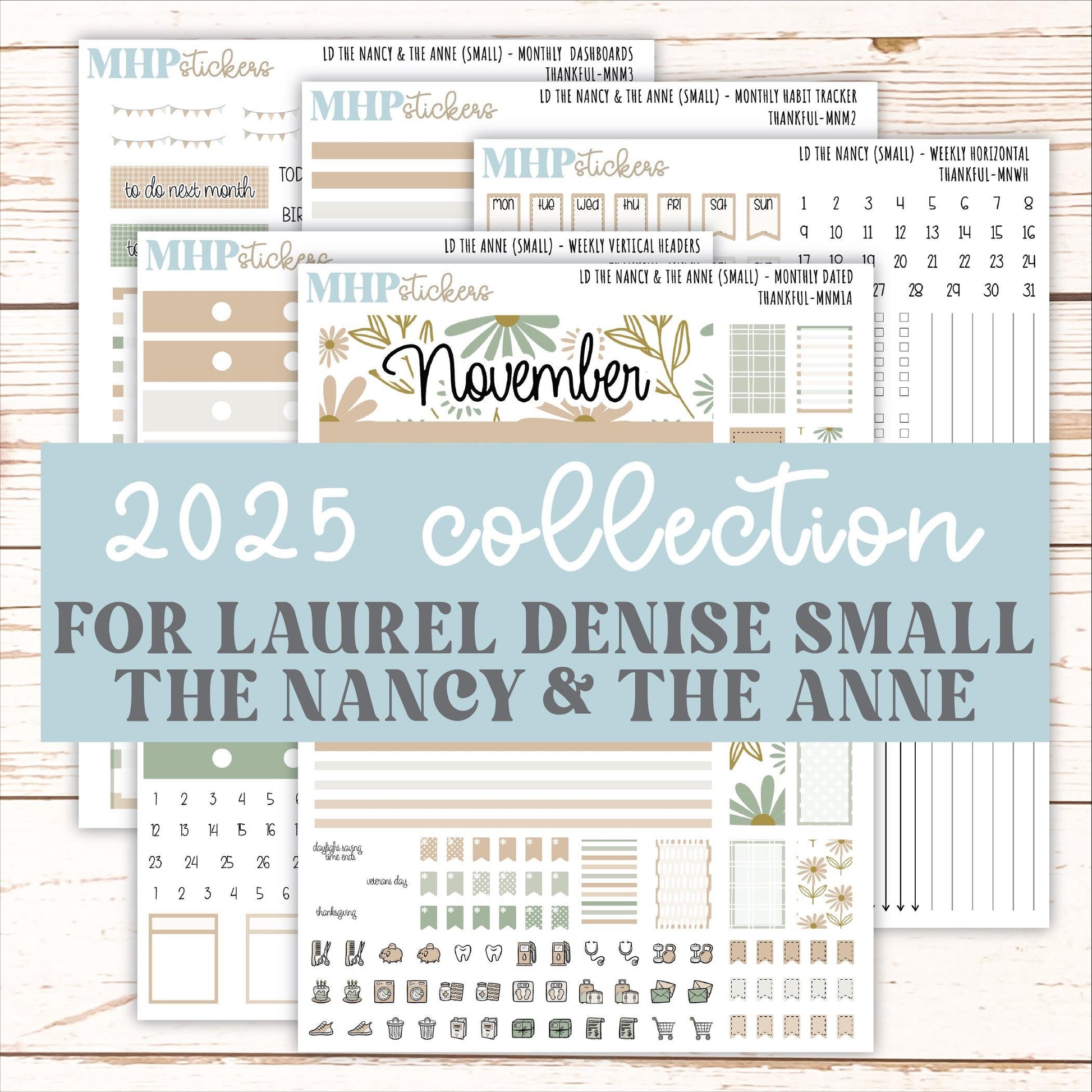 NOVEMBER 2025 Stickers for Small Horizontal & Vertical Laurel Denise Planners. (Formerly Mini Planner) "Wild Boho" || MN