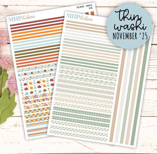 Thin Washi for Laurel Denise Planners. Planner Stickers NOVEMBER '25 || LD406