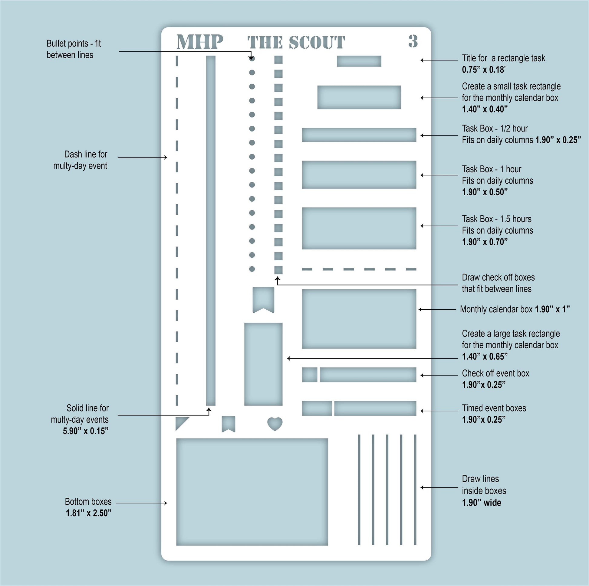 STENCIL #3 for Laurel Denise Planner The Scout (Formerly Portrait Planner) || STL