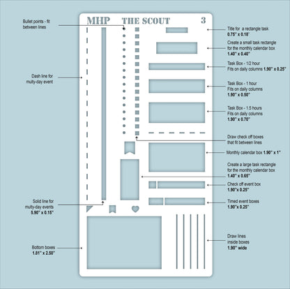 STENCIL #3 for Laurel Denise Planner The Scout (Formerly Portrait Planner) || STL