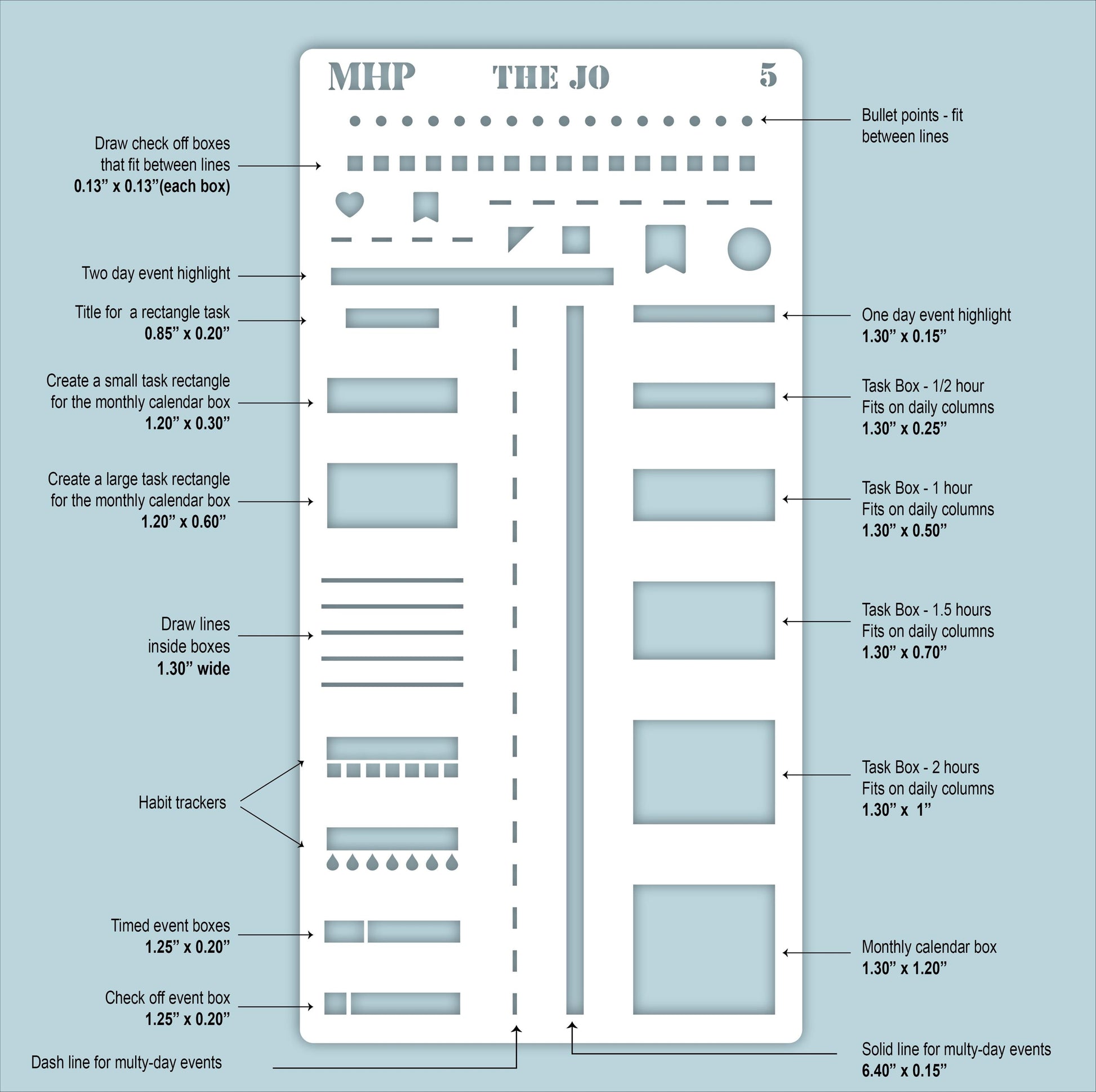 STENCIL #5 for Laurel Denise Planner The Jo (Formerly Pop-Up Planner) || STL