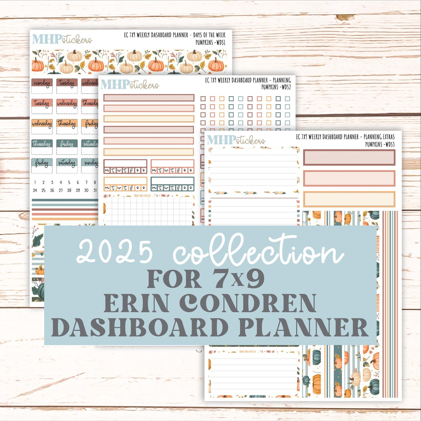OCTOBER Weekly Dashboard Kit for 7x9 Erin Condren Planners. "Pumpkins" || ECWDS