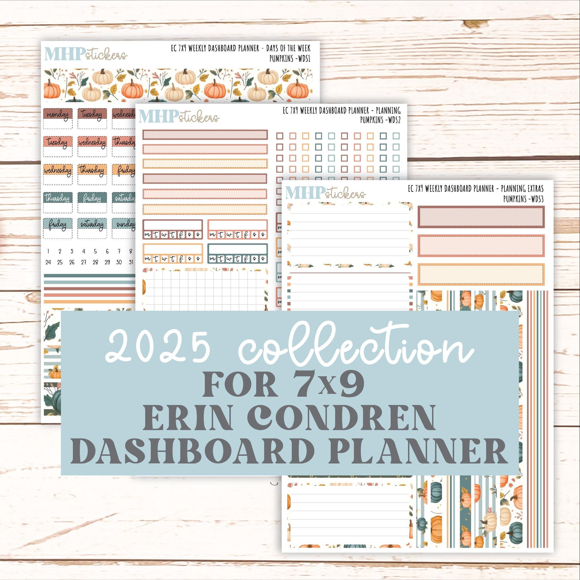 OCTOBER Weekly Dashboard Kit for 7x9 Erin Condren Planners. "Pumpkins" || ECWDS