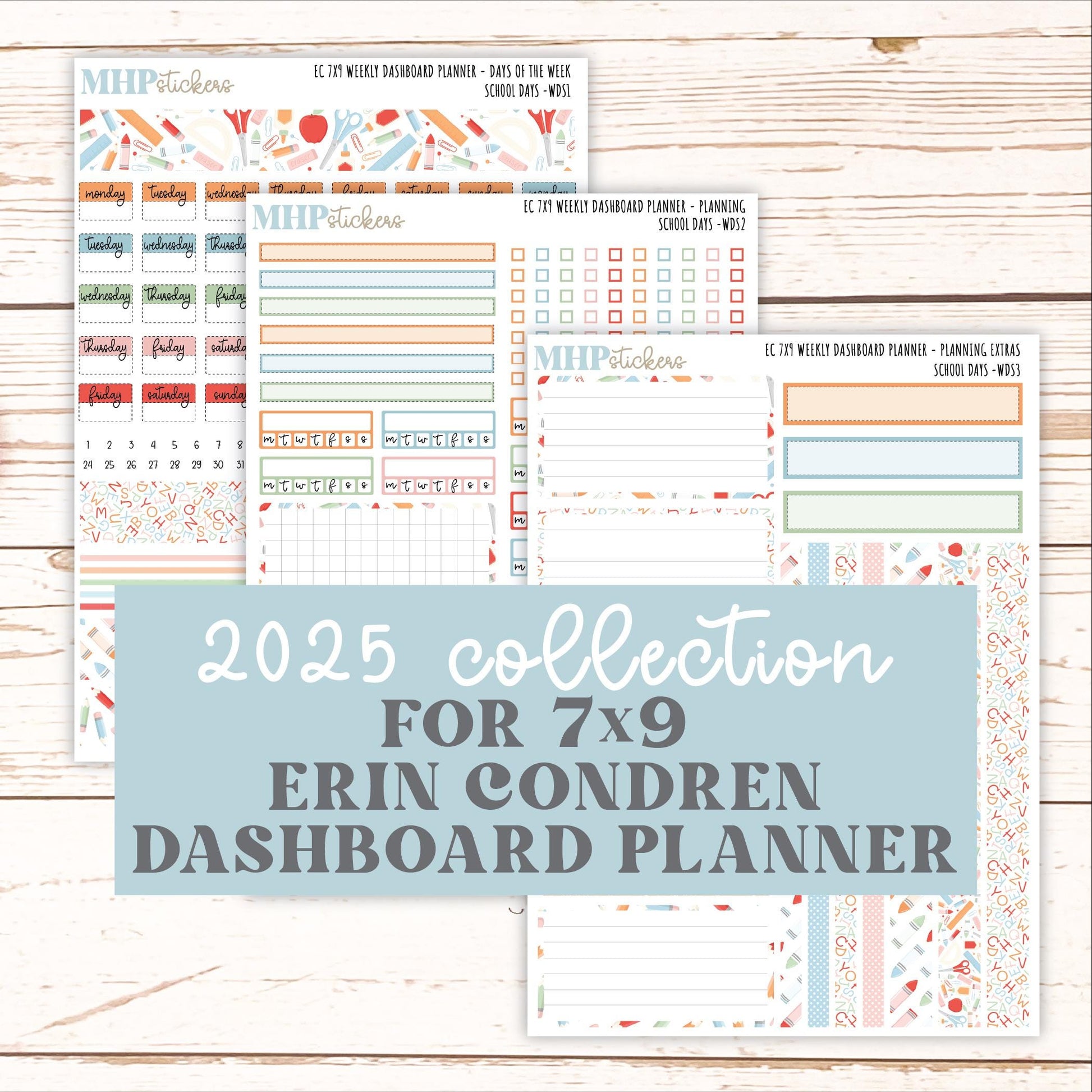 SEPTEMBER Weekly Dashboard Kit for 7x9 Erin Condren Planners. "School Days" || ECWDS