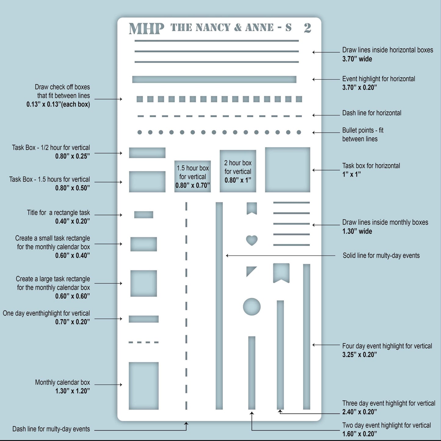 STENCIL #2 for The Small Laurel Denise's Planner The Nancy & The Anne (Formerly Mini Planner) || STL
