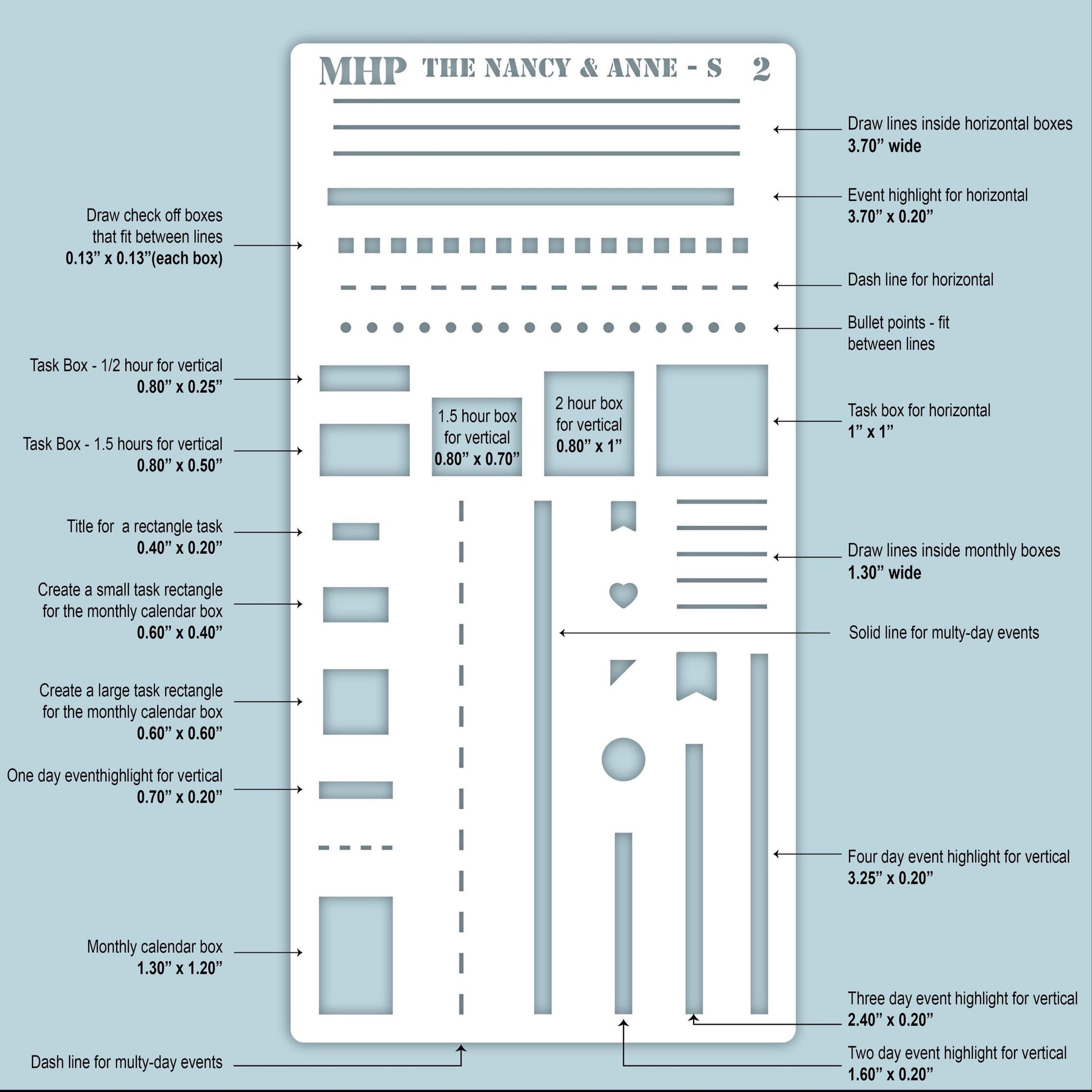 STENCIL #2 for The Small Laurel Denise's Planner The Nancy & The Anne (Formerly Mini Planner) || STL