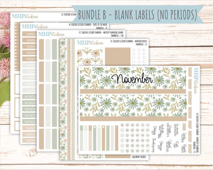 NOVEMBER Stickers for EC Teacher Lesson Planner. 2025 Collection "Wild Boho" || ECT