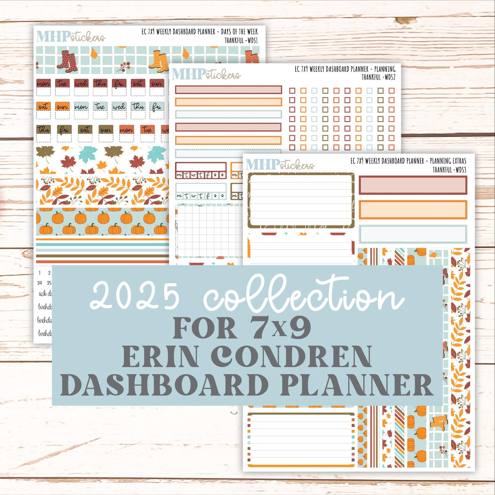 NOVEMBER Weekly Dashboard Kit for 7x9 Erin Condren Planners. "Thankful" || ECWDS