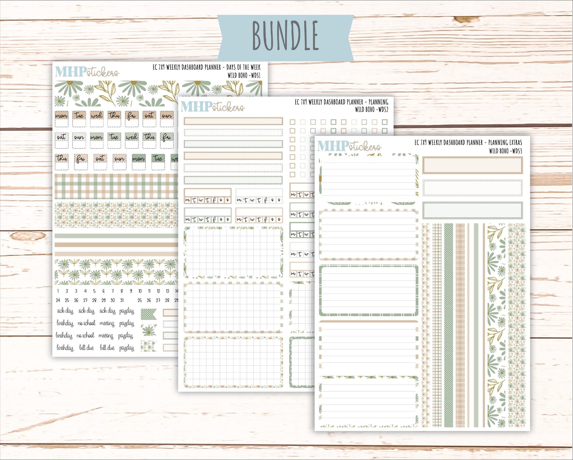 NOVEMBER Weekly Dashboard Kit for 7x9 Erin Condren Planners. "Wild Boho" || ECWDS