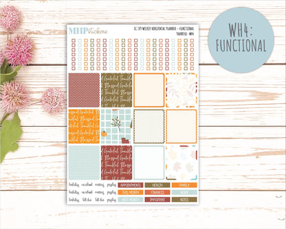 NOVEMBER Weekly Horizontal Planning Kit for 7x9 Erin Condren Planners. "Thankful" || ECWH