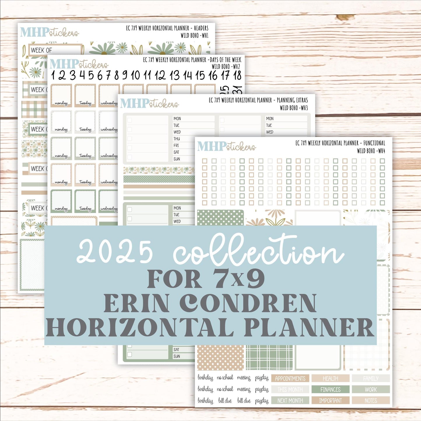 NOVEMBER Weekly Horizontal Planning Kit for 7x9 Erin Condren Planners. "Wild Boho" || ECWH