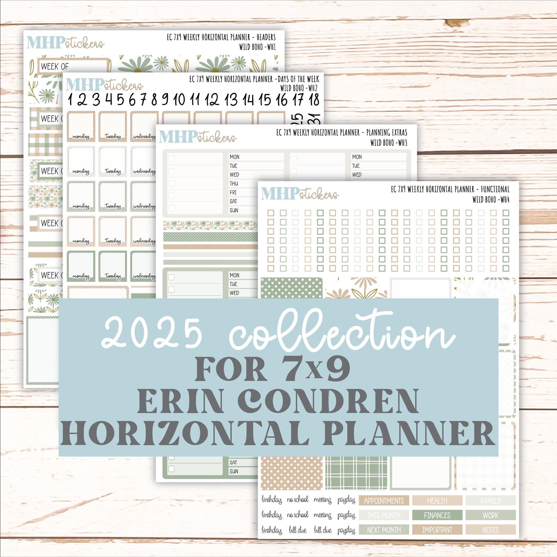 NOVEMBER Weekly Horizontal Planning Kit for 7x9 Erin Condren Planners. "Wild Boho" || ECWH