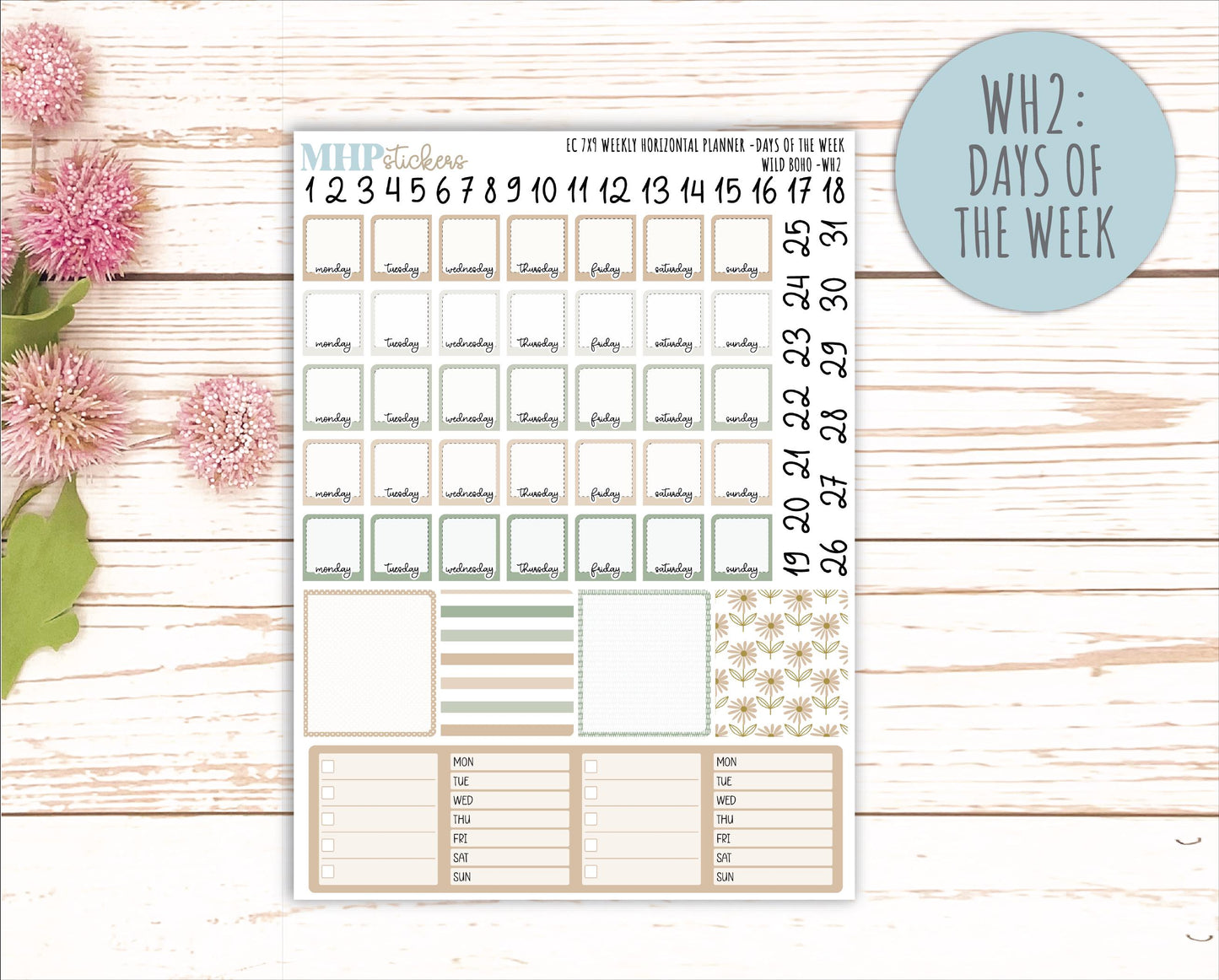 NOVEMBER Weekly Horizontal Planning Kit for 7x9 Erin Condren Planners. "Wild Boho" || ECWH