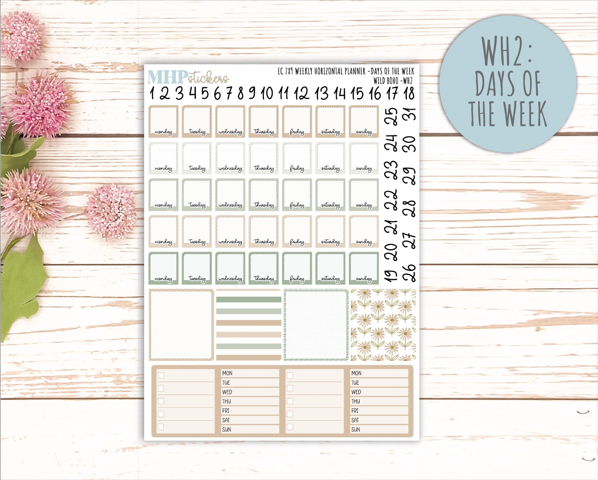NOVEMBER Weekly Horizontal Planning Kit for 7x9 Erin Condren Planners. "Wild Boho" || ECWH