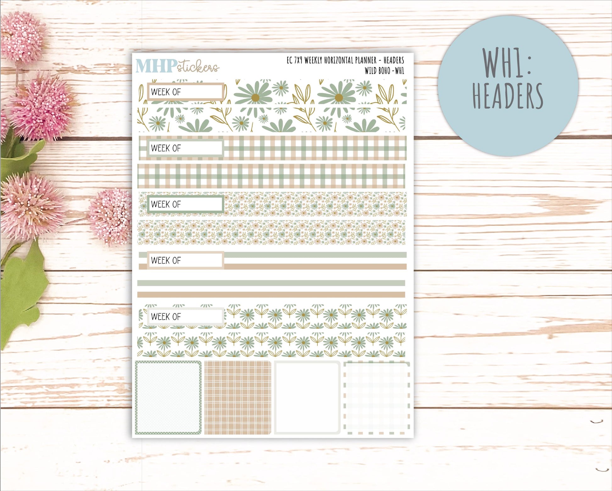 NOVEMBER Weekly Horizontal Planning Kit for 7x9 Erin Condren Planners. "Wild Boho" || ECWH