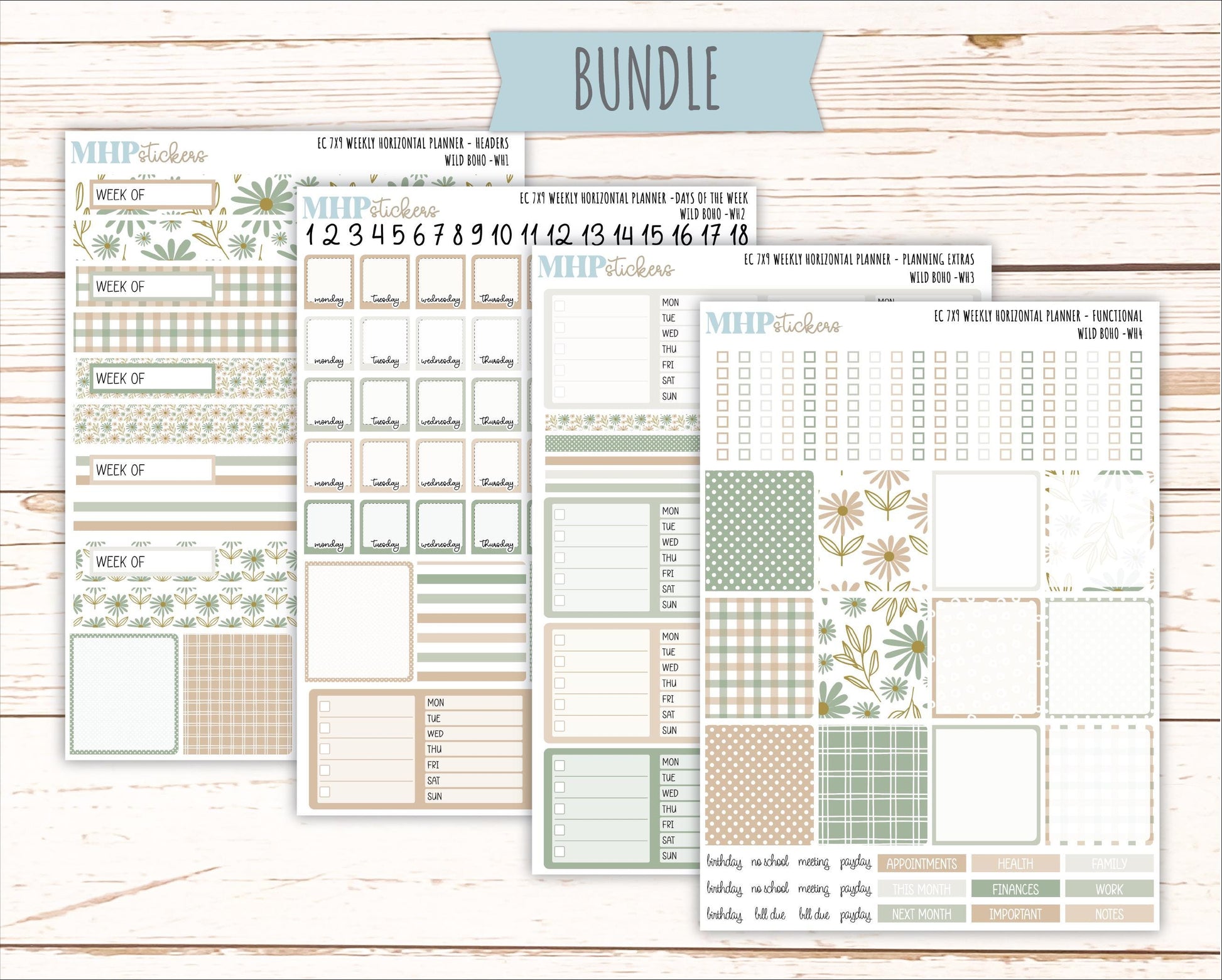 NOVEMBER Weekly Horizontal Planning Kit for 7x9 Erin Condren Planners. "Wild Boho" || ECWH