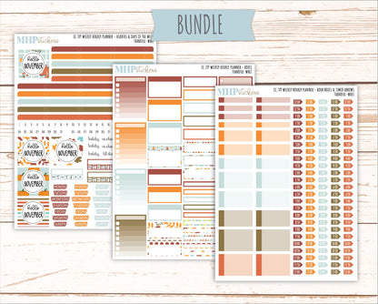 NOVEMBER Weekly Hourly Planning Kits for 7x9 Erin Condren Planners. "Thankful" || ECWHR