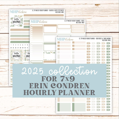 NOVEMBER Weekly Hourly Planning Kits for 7x9 Erin Condren Planners. "Wild Boho" || ECWHR
