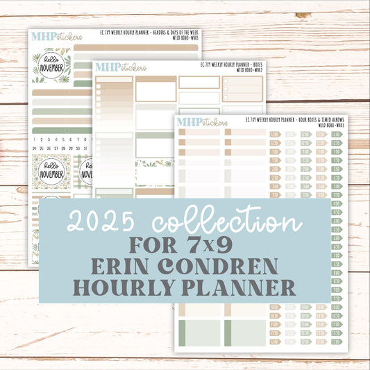 NOVEMBER Weekly Hourly Planning Kits for 7x9 Erin Condren Planners. "Wild Boho" || ECWHR