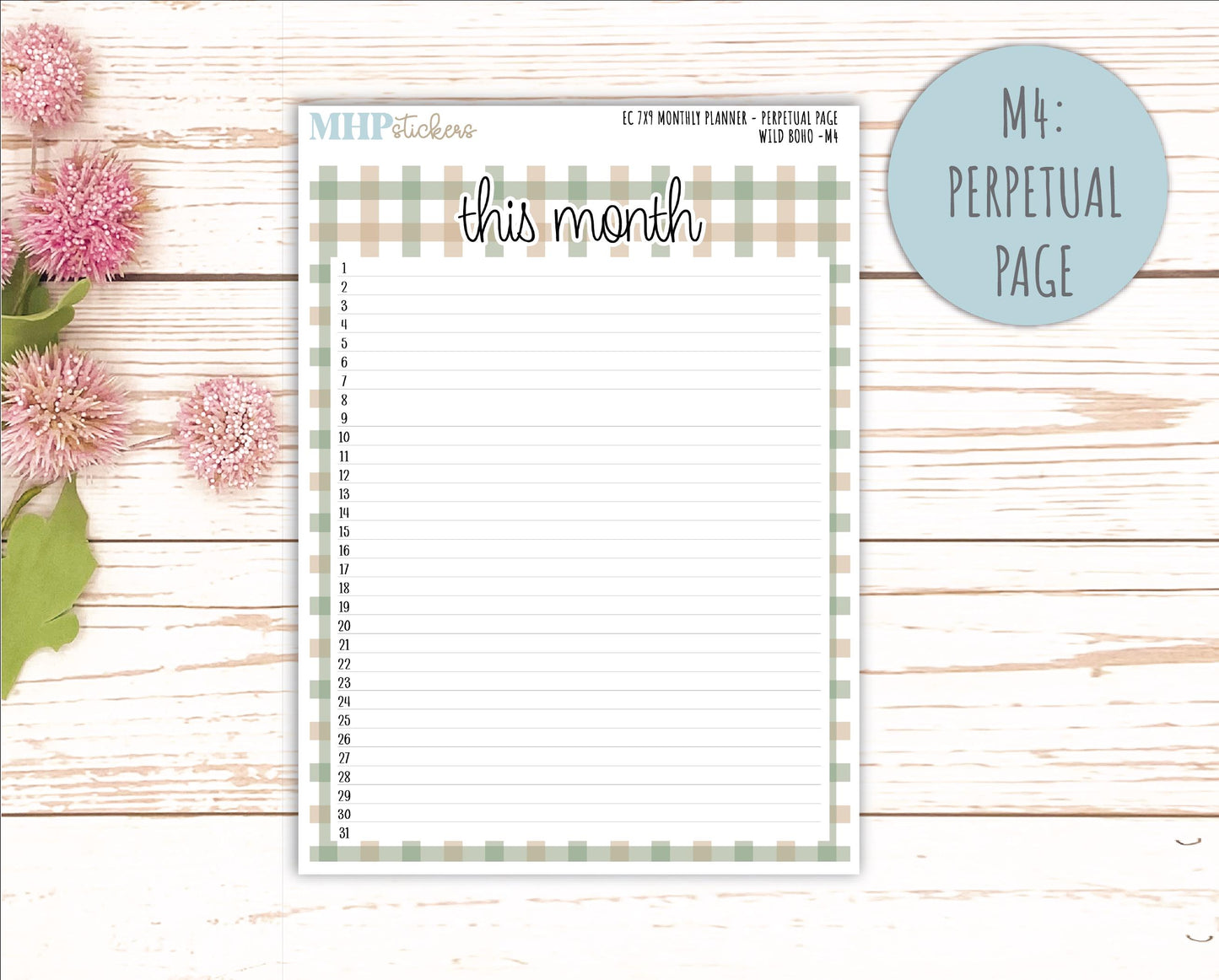 NOVEMBER MONTHLY Kit for 7x9 Erin Condren Planners. 2025 Collection "Wild Boho" || ECM
