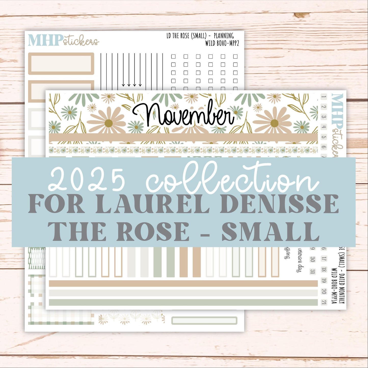 NOVEMBER 2025 Stickers for The Rose Small Laurel Denise Planner (Formerly Mini Project Planner) "Wild Boho" || MPP