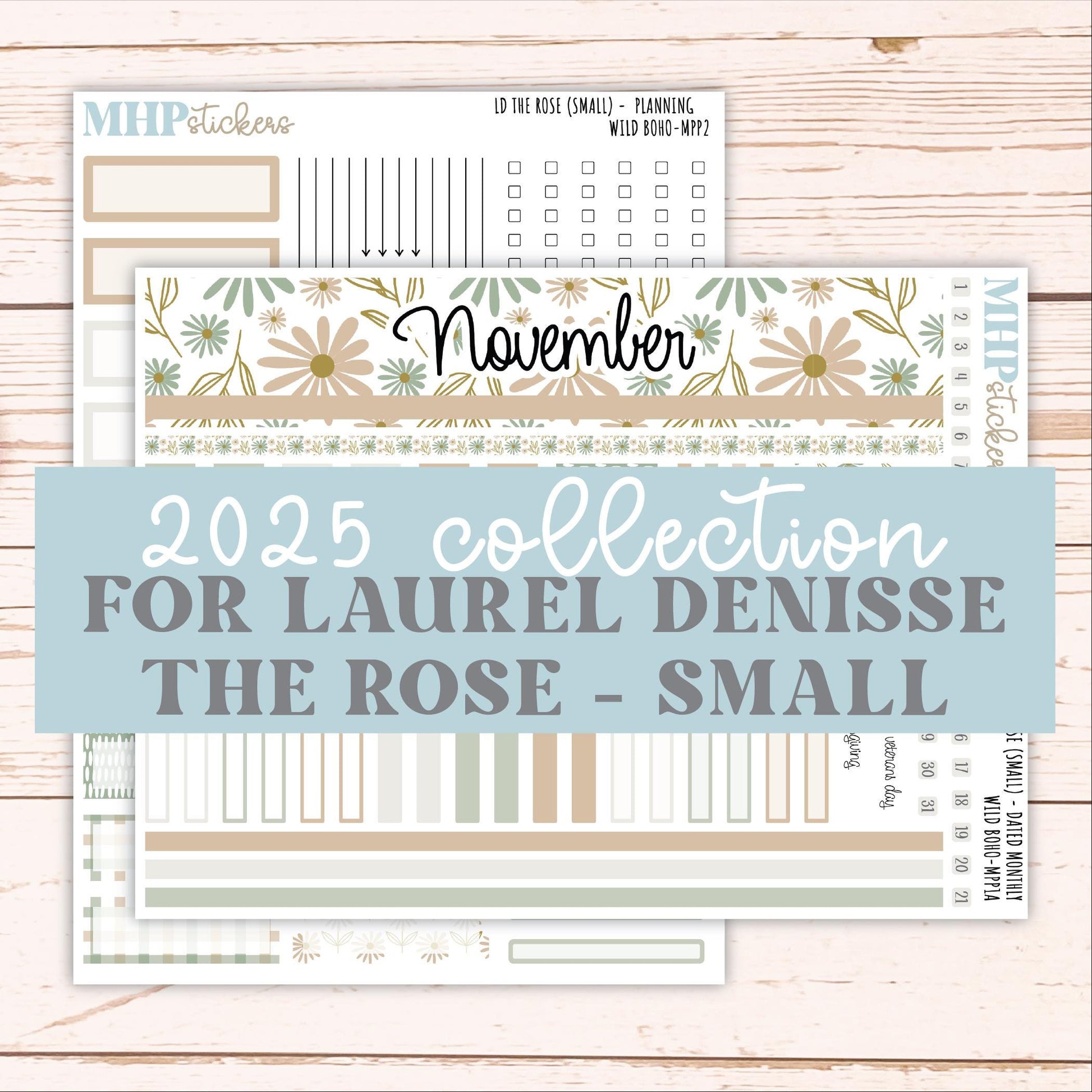 NOVEMBER 2025 Stickers for The Rose Small Laurel Denise Planner (Formerly Mini Project Planner) "Wild Boho" || MPP