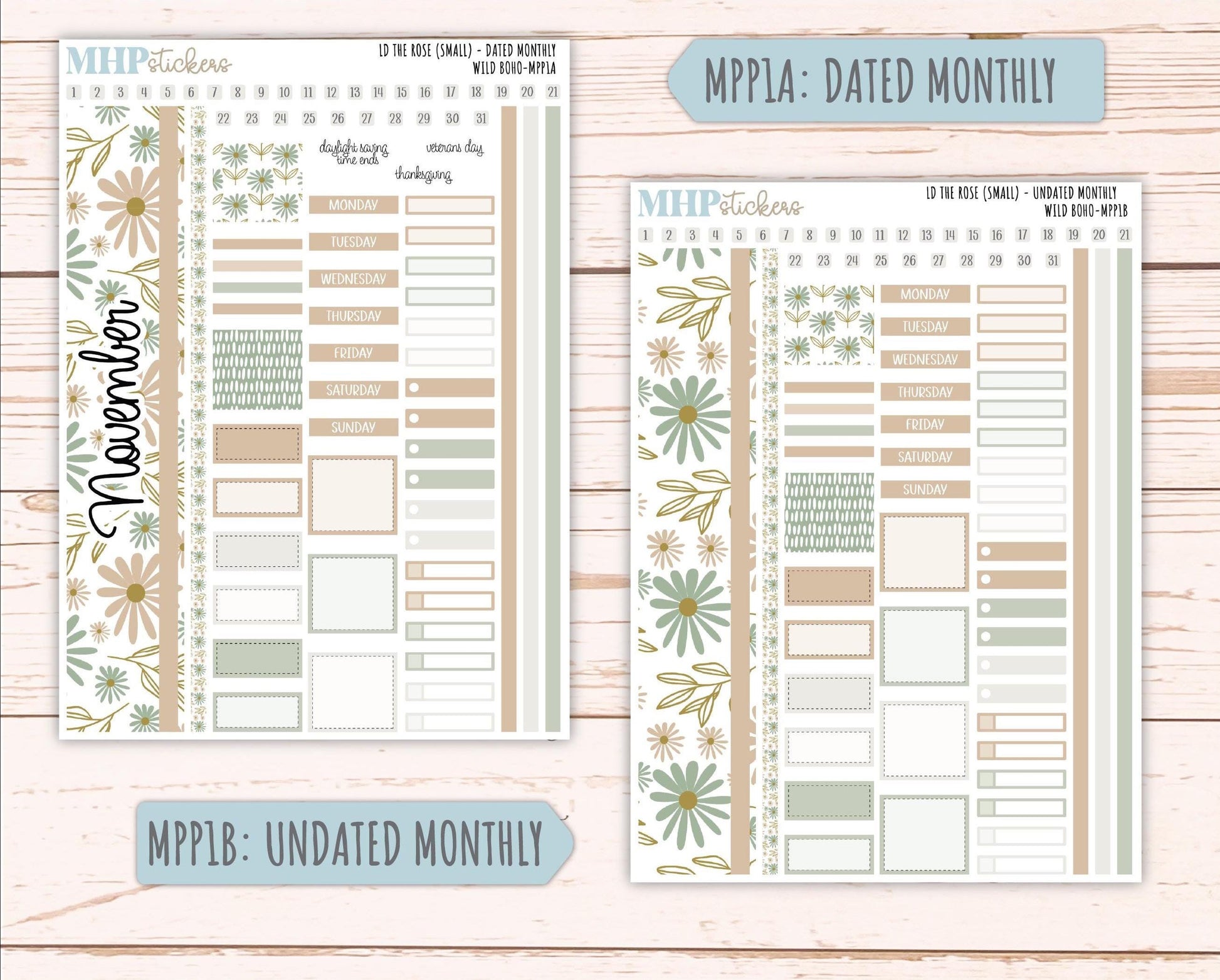 NOVEMBER 2025 Stickers for The Rose Small Laurel Denise Planner (Formerly Mini Project Planner) "Wild Boho" || MPP