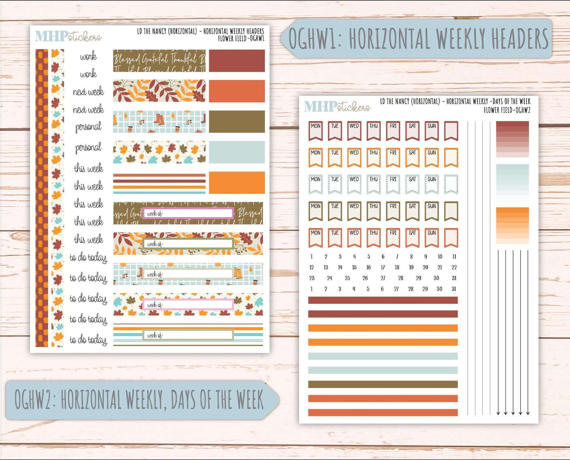 NOVEMBER 2025 Stickers for Large-size Horizontal & Vertical Laurel Denise Planners. (Formerly Original Size) "Thankful" || OG