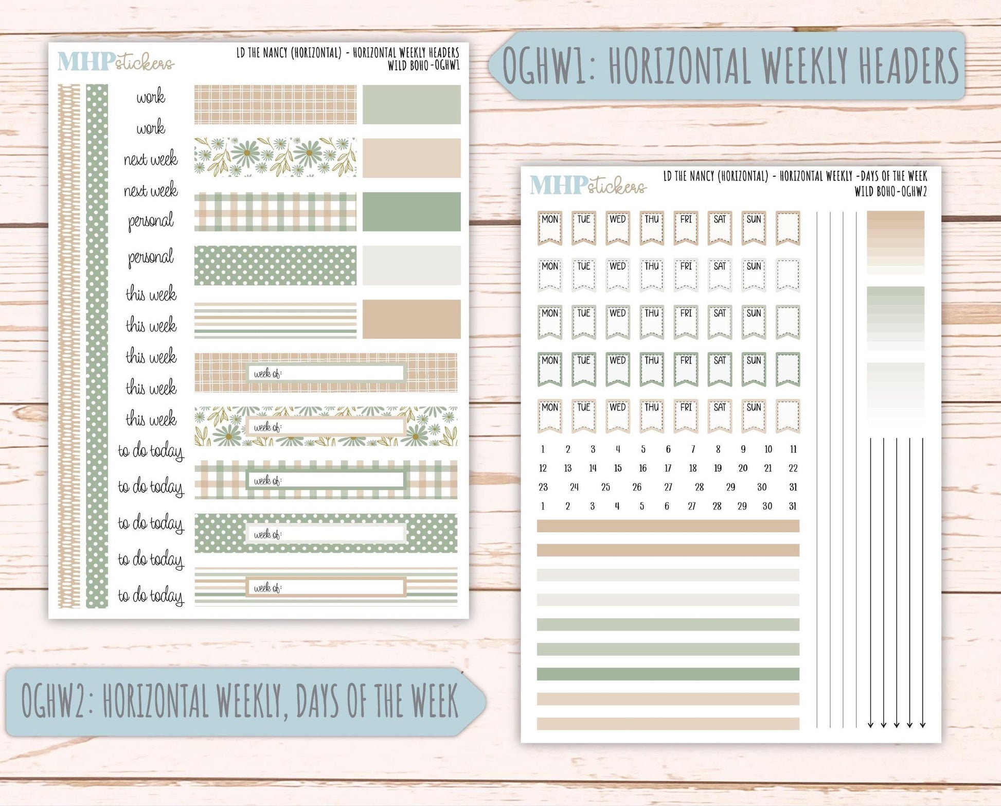 NOVEMBER 2025 Stickers for Large-size Horizontal & Vertical Laurel Denise Planners. (Formerly Original Size) "Wild Boho" || OG