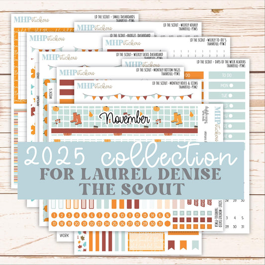 NOVEMBER 2025 Stickers for The Scout Laurel Denise Planner (formerly Portrait Planner). "Thankful" || PT