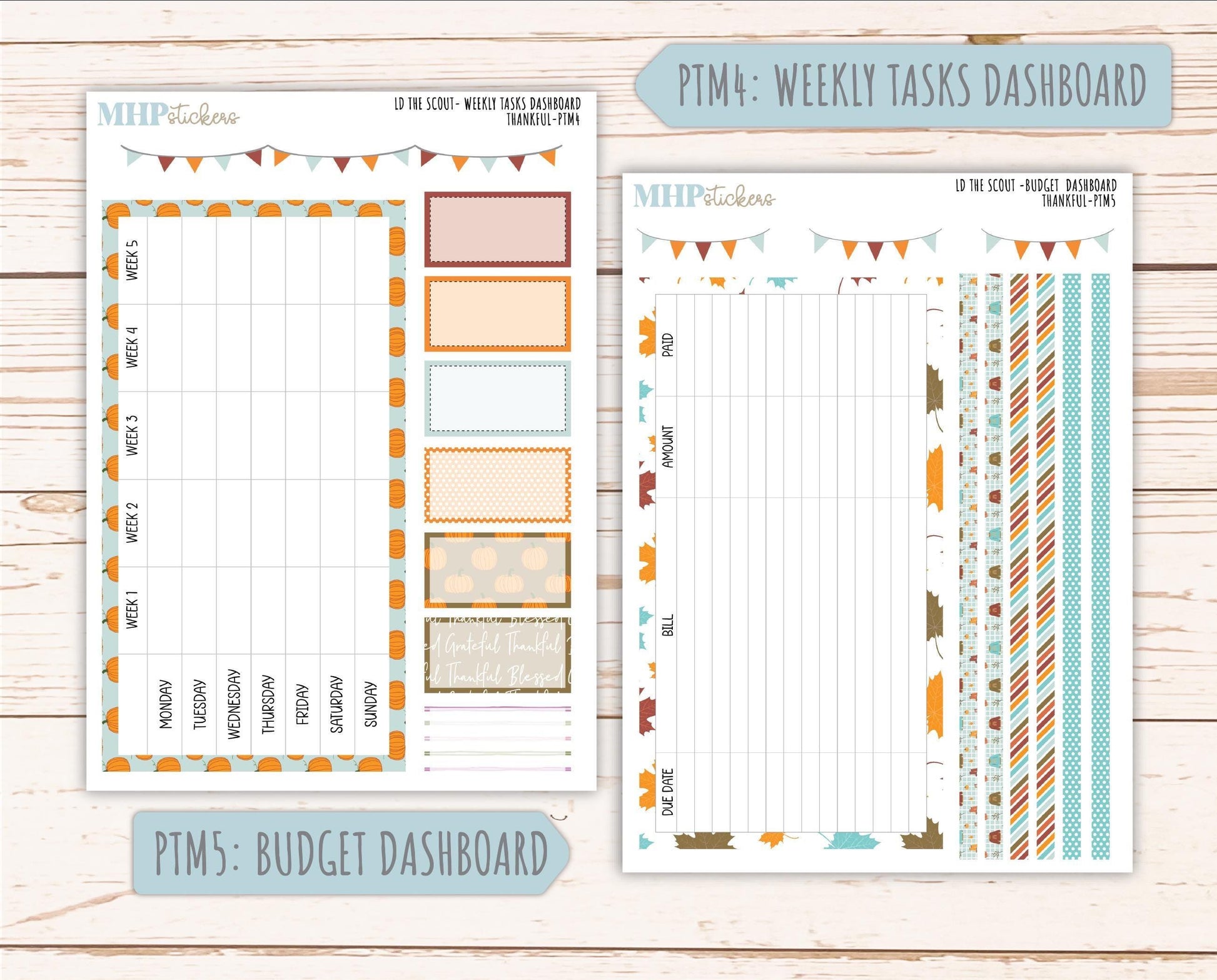 NOVEMBER 2025 Stickers for The Scout Laurel Denise Planner (formerly Portrait Planner). "Thankful" || PT