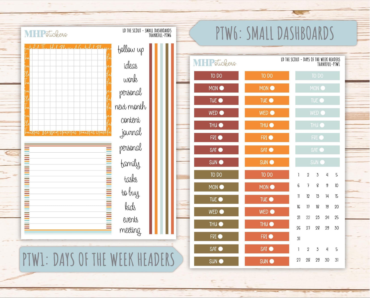 NOVEMBER 2025 Stickers for The Scout Laurel Denise Planner (formerly Portrait Planner). "Thankful" || PT