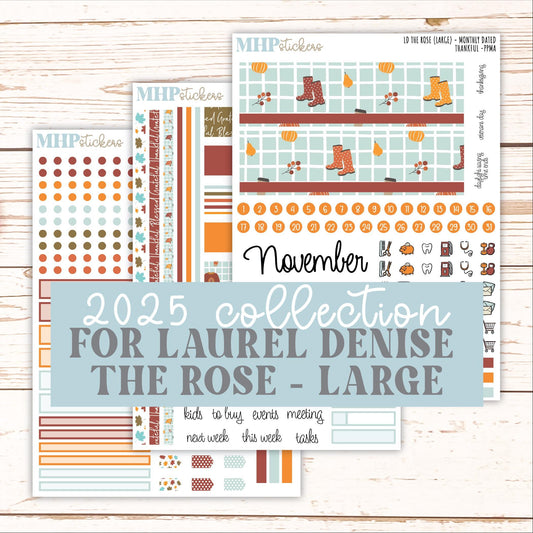 NOVEMBER Stickers for the large Laurel Denise Rose Planner (Formerly Project Planner) "Thankful" || PP