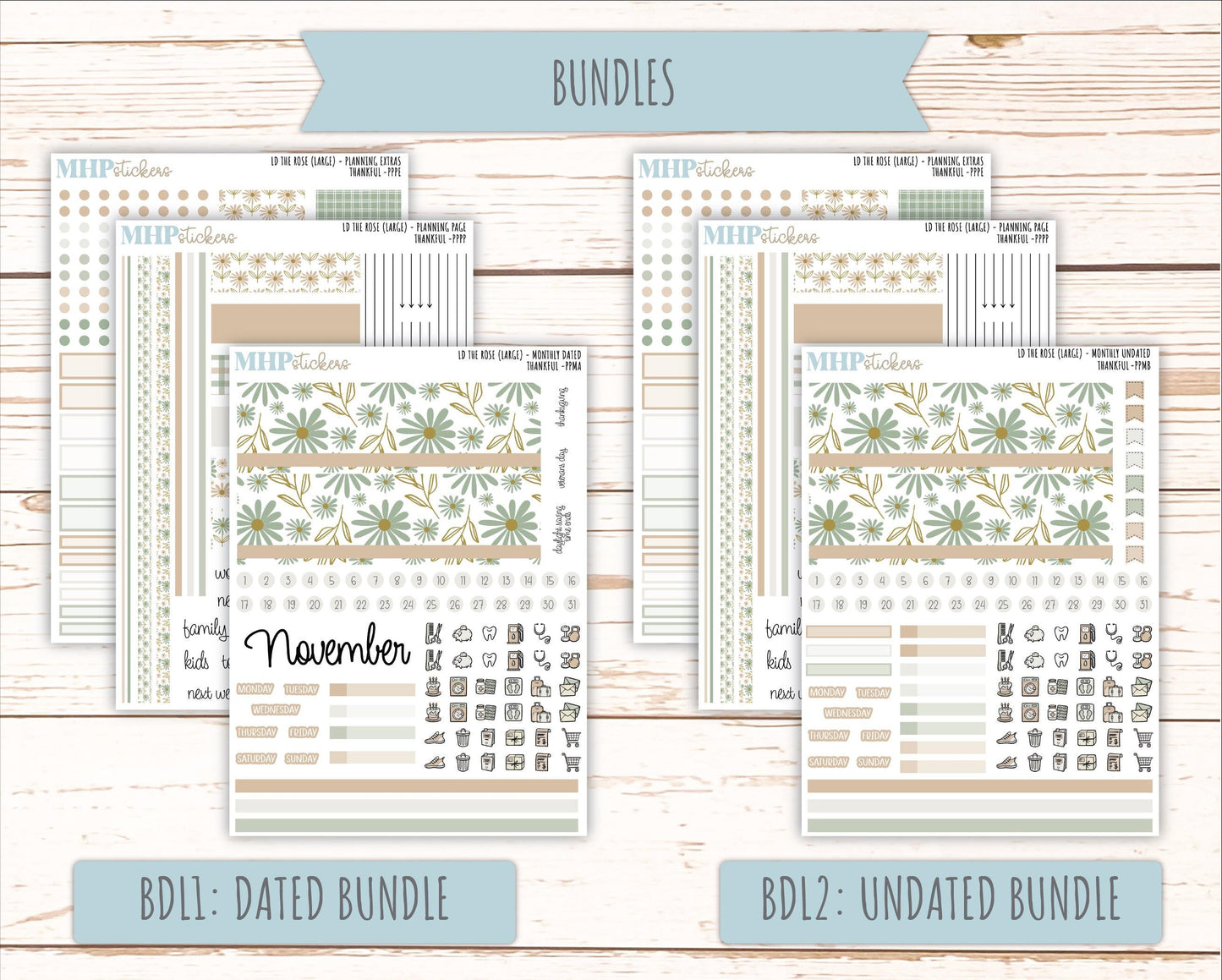 NOVEMBER Stickers for the large Laurel Denise Rose Planner (Formerly Project Planner) "Wild Boho" || PP