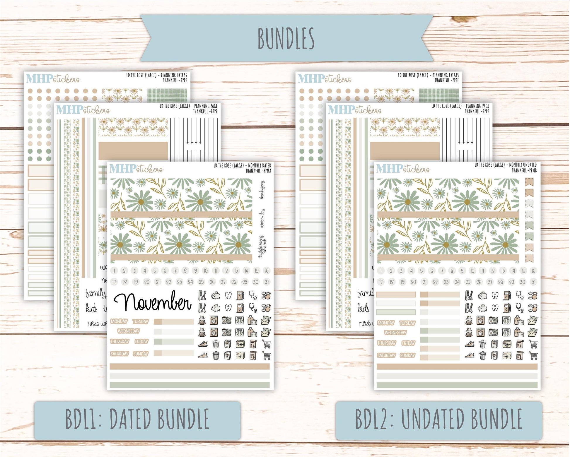 NOVEMBER Stickers for the large Laurel Denise Rose Planner (Formerly Project Planner) "Wild Boho" || PP