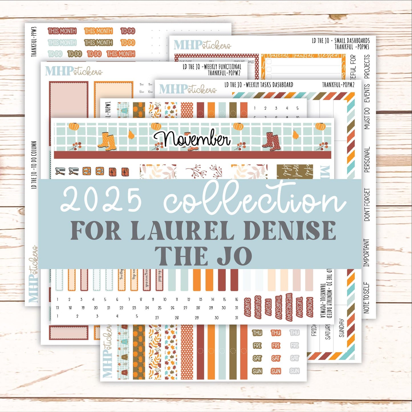 NOVEMBER 2025 Stickers for The Jo Laurel Denise Planner (Formerly Pop-Up Planner) "Thankful" || POP