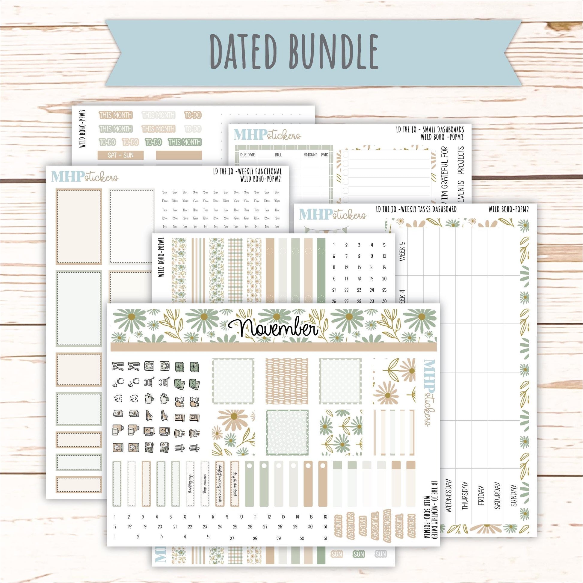 NOVEMBER 2025 Stickers for The Jo Laurel Denise Planner (Formerly Pop-Up Planner) "Wild Boho" || POP