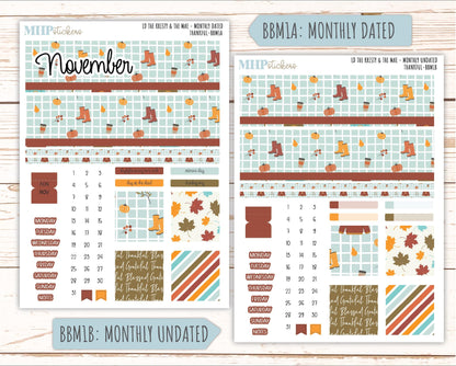 NOVEMBER 2025 Stickers for The Mae & The Kristy Laurel Denise Planners ( Formerly Book Bound Planner) "Thankful" || BB