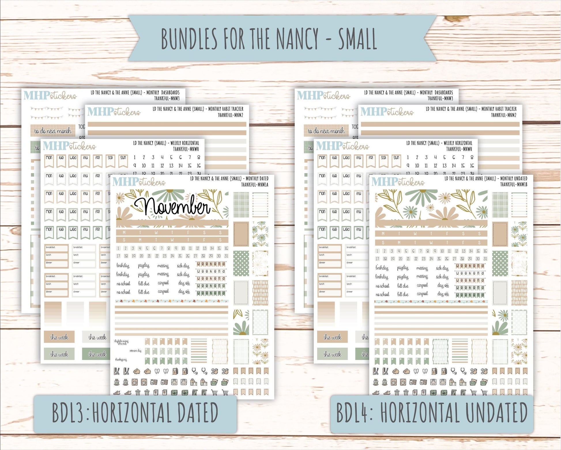 NOVEMBER 2025 Stickers for Small Horizontal & Vertical Laurel Denise Planners. (Formerly Mini Planner) "Wild Boho" || MN