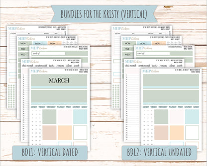 MARCH Stickers for The Mae & Kristy Laurel Denise Planners (formerly Book Bound Planner). Neutral Color || BBN