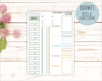 MARCH Stickers for The Mae & Kristy Laurel Denise Planners (formerly Book Bound Planner). Neutral Color || BBN