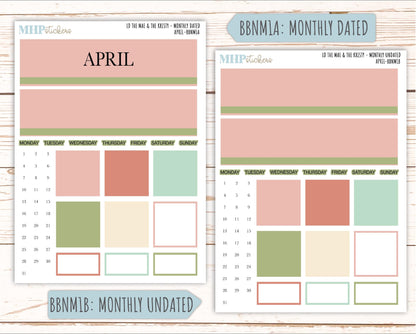 APRIL Stickers for The Mae & Kristy Laurel Denise Planners (formerly Book Bound Planner). Neutral Color || BBN