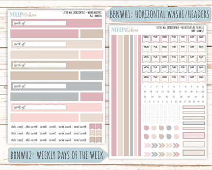 MAY Stickers for The Mae & Kristy Laurel Denise Planners (formerly Book Bound Planner). Neutral Color || BBN