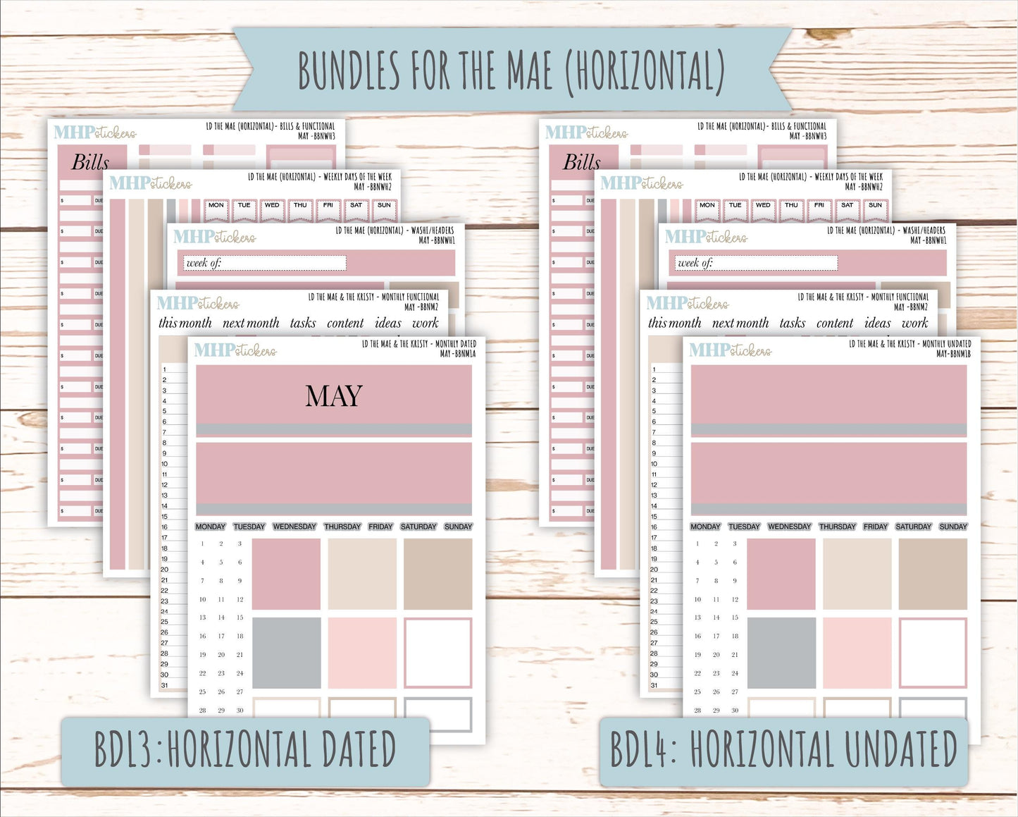 MAY Stickers for The Mae & Kristy Laurel Denise Planners (formerly Book Bound Planner). Neutral Color || BBN